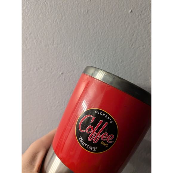 Disney Mickey's Really Swell Coffee Brand Red Travel Tumbler Mug Mickey Mouse - Picture 8 of 12